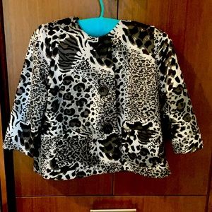 Rudy Rd. Women Black/Gray Animal Print Jacket Size 8P